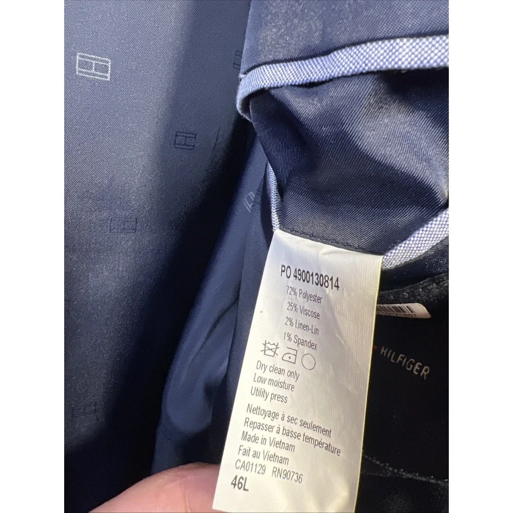 Tommy Hilfiger Men's 46L Navy Blue Blazer Sport Coat 2 Button Stretch